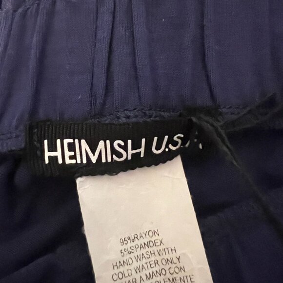 Heimish U.S.A. Womens Wide-Leg Pants W/ White Embroidered Blue size S - Picture 5 of 7